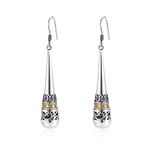 Real 925 Sterling Silver Vintage Drop Earring with Natural 6mm Freshwater Pearl Earrings for MetJakt Women's Fine Jewelry (Pearl)