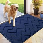 hicorfe Indoor Door Mat,Non Slip Door Mats,24"x35" Front Back Door Mat Rubber Backing,Absorbent Resist Dirt Entrance Inside Floor Mats for Entryway Washable Low-Profile(Navy Blue)