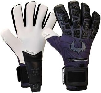 Renegade GK Limited Edition Rogue Archer Goalie Gloves with Fingersaves | 4mm Giga Grip | Black Soccer Goalkeeper Gloves (Size 6, Youth, Kids, Neg. Cut, Level 4+)