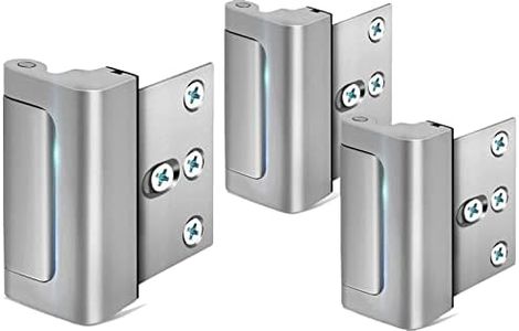 Home Security Door Lock, Childproof Door Reinforcement Lock with 3 Inch Stop Withstand 800 lbs for Inward Swinging Door, Upgrade Night Lock to Defend Your Home (Silver-3 Pack)