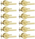 Goldenwarm Gold Door Handles Interior, Privacy Brushed Brass Interior Door Handles, Heavy Duty Zinc Alloy Brushed Gold Door Lever for Bedroom and Bathroom (12 Pack)