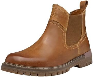 Jousen Chelsea Boots Men Leather Casual Retro Slip On Boots Elastic Fashion Ankle Boots for Men(AMY8141A Tan 12)