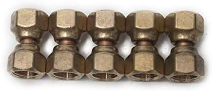 LTWFITTING Brass 3/8" OD Flare Forged Swivel Nut Union,Brass Flare Tube Fitting(Pack of 5)