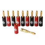 FISUAL Easy Fix Banana Plugs 24K Gold Plated (20 Pack) For Standard 4mm Speaker and Amplifier Terminals