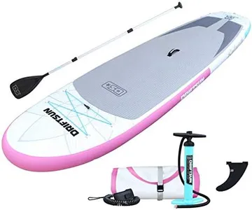 Driftsun 11 Foot Extra Wide Inflatable Stand Up Paddle Board Package with Rolling Travel Storage Backpack, Foldable Aluminum Pole, and More, Pink