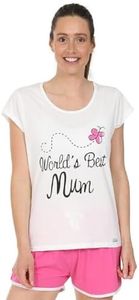 Ladies Short Pyjamas World's Best Mum Sizes 8 to 22 UK, White, 16-18