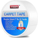 YYXLIFE Double Sided Carpet Tape for Area Rugs Carpet Adhesive Removable Multi-Purpose Rug Tape Cloth for Hardwood Floors,Outdoor Rugs,Carpets Heavy Duty Sticky Tape,White (2Inch x 20 Yards)