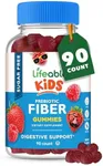 Lifeable Sugar Free Prebiotic Kids Fiber Gummies | 4g Fiber for Kids | Great Tasting Vegetarian Fiber Supplements for Kids | for Digestive Health | Fiber Gummies for Kids | 90 Probiotics Gummies