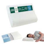 The White Willow Orthopedic Cervical Cooling Gel Memory Foam Pillow for Neck, Shoulder & Spondylitis Pain Relief Contour Bed Pillow for Sleeping with Pillow Cover, Multi Small (Pack of 1)