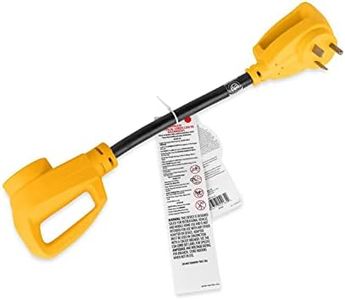 Camco PowerGrip Camper/RV Dogbone Electrical Adapter | Features 30-Amp Male (NEMA TT-30P) and 50-Amp Female (NEMA 14-50R) Ends | Rated for 125V/3750W (55185)