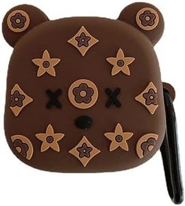 Case Compatible with Samsung Galaxy Buds 2 Case (2021)/ Galaxy Buds Pro Case (2021)/ Galaxy Buds Live (2020), Cartoon Silicone Protective Cute Cover for Women (Brown Bear)