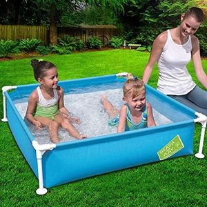 Bestway Kids Pool Play Toy Above Ground Rectangular Metal Frame Pools 122CM Blue