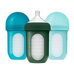 Boon, NURSH Reusable Silicone Pouch Bottle, Air-Free Feeding, 8 Ounce with Stage 2 Medium Flow Nipple (Pack of 3)