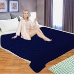 ADBENI HOME Quilted Cotton Waterproof Washable Incontinence Bed Pad, 72x72 Inch Navy Blue, Ecofriendly, Absorbent, Non-Slip Plaid Positioning, Leak Proof & Stain Free, Multi Purpose Utility Sheet