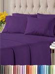 Queen 6 Piece Sheet Set - Breathable & Cooling Sheets - Hotel Luxury Bed Sheets - 1 Flat Sheet, 1 Fitted Sheet & 4 Pillowcases - Deep Pocket - Easy Fit, Soft & Wrinkle Free - Queen Purple Sheets