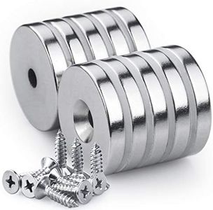 MIKEDE 10Pack Neodymium Disc Countersunk Hole Magnets 25 LBS, 1.26 inch D x 0.2 inch H Strong Permanent Rare Earth Magnets with 10 Screws