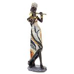 Vimtrysd 12'' African Sculpture Home Decor, Musician African Statues and Sculptures for Home Decorations, African Decor for Living Room African Women Figurine Shelf Decor Accent