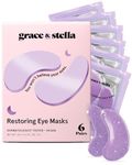 grace & stella Under Eye Gel Patches - Purple, 6 Pairs - Retinol Under Eye Patches - Gel Eye Masks for Puffy Eyes and Dark Circles - Dermatologist Tested Under Eye Masks - Vegan Eye Masks Skincare