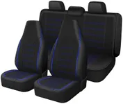 TOYOUN Classic Universal PU Leather Car Seat Covers Full Set Fit Most Cars Trucks SUVS or Vans Blue High Back Front Bucket and Rear Auto Seat Covers Set Car Seat Protector