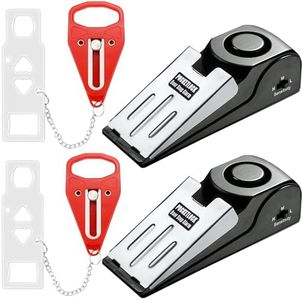 Portable Door Lock + Door Stop Alarm Set – Travel Safety Kit for Hotel Rooms, Home, Dorms & Apartments – PocketLock (Red, 2-Pack - 2 Locks + 2 Alarms)