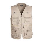 LBL Men's Fishing Vest Outdoor Work Safari Travel Vest Multi Pockets Waistcoat Camping Hunting Photography Outerwear Gilet JW612 Khaki M