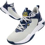 Beita Basketball Shoes for Men High Upper Sneakers Breathable Sports Shoes Anti Slip Gray Blue