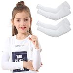 2 Pairs - Arm Sleeves for Kids Babies Toddlers, Unisex UV Sun Protection Arm Cover Cycling, Golf, Outdoor Sports, UPF 50, Age 1-7, UV Sun Protection, Cooling Sleeves with White Colors