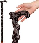 bahu Wooden Walking Cane, Fashionable Crutch for Men and Women, Wood Cane with Carved Grip Handle, Exquisite Carving Walking Sticks as Gift, Retro, Ergonomic, Handmade (Brown2)