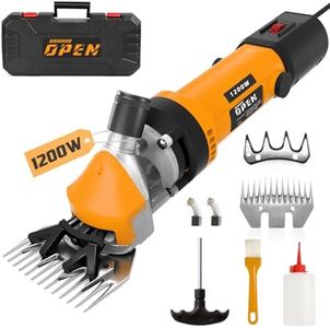 1200W Sheep Shears Clippers, 3200RPM 6-Speed Adjustable Heavy Duty Electric Sheep Shears for Dogs and Farm Livestock Grooming, 13T Blades, Professional Thick Coat Dog Clippers for Alpacas (Orange)