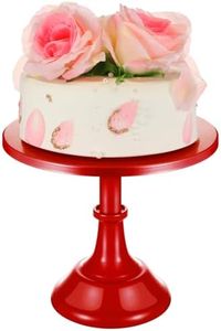 Baderke Metal Cake Stand Round Dessert Display Plate Cake Platter Cupcake Cake Holder Stand for Wedding Birthday Party Celebration Baby Shower Decorations (Red)