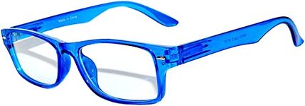 OWL Retro Fashion Style Narrow Rectangular Frame Clear Lens Eyeglasses, 1 Blue