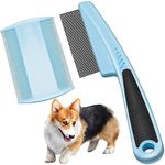 Flea Comb,2Pcs Flea Comb for Cat Dog Fine Teeth Lice Combs Metal Head Comb Tear Stain Remover Combs Pet Grooming Comb for Dogs Cats Small Pets