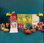 Gladful 11 Products Diwali Delights Premium Healthy Gift Hamper, Roasted Nut Snacks, Dates Nut Sqaures, Mukhwaas Box, Ganesh Diya, Wooden Coasters, Diwali Greetings Card