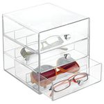 iDesign 3-Drawer Plastic Vanity Organizer, Compact Storage Organization Drawers Set for Cosmetics, Glasses, Dental Supplies, Hair Care, Bathroom, Dorm, Desk, Countertop, Office, 7 inch x 6.5 inch x 6.5 inch, Clear