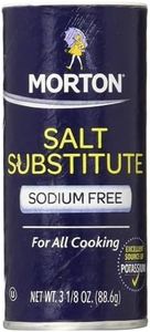 Morton Salt Substitute, Sodium Free, for All Cooking, Excellent Source of Potassium, Kosher, 3.18 Ounce (Pack of 12)
