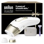 Braun IPL Silk-Expert Pro 5, at Home Hair Removal, Alternative for Laser Hair Removal, Includes Pouch, Venus Razor, Precision Head, 2 Years of Smooth Skin, Gift for Women, White/Gold, PL5138