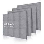 48 Pack Set Acoustic Absorption Panel, 12 X 12 X 0.4 Inches Grey Acoustic Soundproofing Insulation Panel Tiles, Acoustic Treatment Used in Home & Offices (48 Pack, Grey)