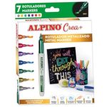 Alpino Crea+ 7 Metallized Markers | Surface Markers | Metal Markers for Decorating | Craft Pens