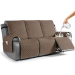 TAOCOCO Waterproof Recliner Couch Covers Sofa Slipcover for 3 Cushion Couch, Pet Sofa Cover for 3 Seat Recliner, Washable Reclining Sofa Cover Furniture Protector with Straps(3 Seater, Brown)