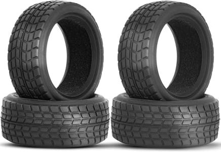 RcThjia RC 1/10 On Road Tires 4Pcs Soft Rubber Tire Tyre Compatible with Traxxas 4 Tec 2.0 Tamiya TT01 XV01 Kyosho WR8 Sakura WLtoys HPI HSP 1:10 RC Scale Touring On Road Racing Car Wheel Rims
