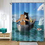 Funny Cat Theme Shower Curtain 72x72inch Cute Pet Kitten Couple Imitate Human Bathroom Decor Curtains Sweet Cat Couples Polyester Waterproof Fabric Shower Curtain Sets with 12 Hooks