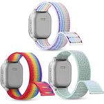 3 Pack Replacement Nylon Bands Compatible with Gabb Watch 3 2 1/ Gizmo Watch 3 2 1, Hook & Loop Design Easy for Kids to Put On & Off, Breathable & Washable, Rainbow+Neon+Ligreen