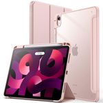 JETech Case for iPad Air 11-Inch M2 (2024), iPad Air 5/4 (2022/2020 5th/4th 10.9-Inch) with Pencil Holder, Clear Transparent Back Slim Stand Shockproof Tablet Cover, Auto Wake/Sleep (Rose Gold)