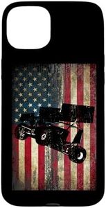 iPhone 15 Plus Sprint Car Dirt Track Racing Distressed American Flag Case