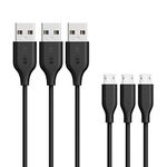 Anker [3-Pack] Powerline Micro USB (3ft) - One of The World's Fastest, Most Durable Charging Cable [Assorted Lengths] for Samsung, Nexus, LG, Motorola, Android Smartphones and More (Black)