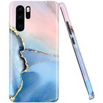 JAHOLAN Compatible with Huawei P30 Pro Case Gold Glitter Sparkle Blue Marble Design Clear Bumper TPU Soft Rubber Silicone Cover Phone Case