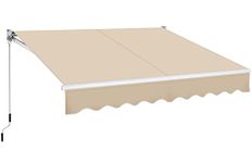 Yaheetech 2.5 x 2m Manual Awning, Retractable Window Door Shelter Awning, Adjustable Outdoor Sun Shade Shelter Canopy with Fittings and Crank Handle for Patio/Balcony/Yard, 280g/m² Polyester, Beige