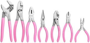 WORKPRO 7-piece Pliers Set with Groove Joint, Long Nose, Slip Joint, Linesman, and Diagonal Pliers for DIY & Home Use - Pink Ribbon