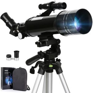 Télescope 70/400mm, Oculaires Kellner de 6 mm et 25 mm Télescope Astronomique pour Débutant et Enfant avec Trépied en Aluminium Réglable en Hauteur, pour Observer la Lune et Les Planètes