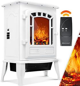 KESSER® Estufa eléctrica con ventilador de 2000W Calentador eléctrico Estufa LED efecto llama, bajo ruido, ajustable, blanco